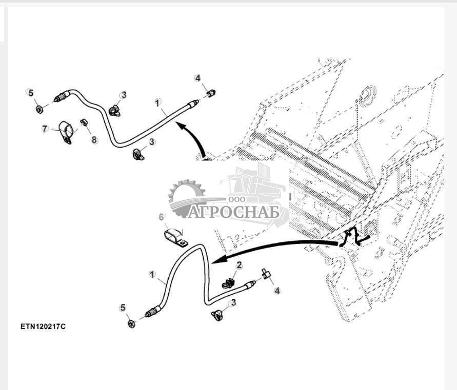 Смазочные трубопроводы, цилиндр молотилки 